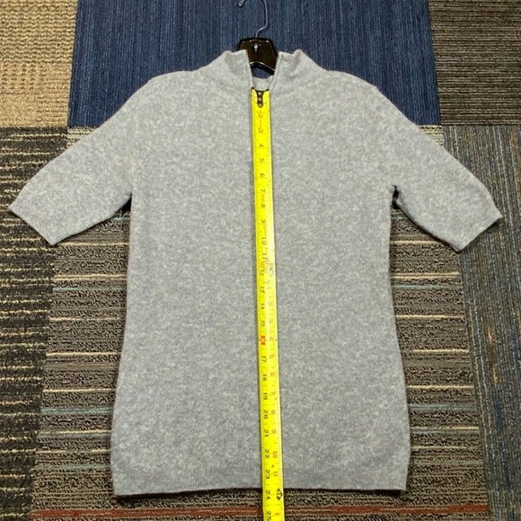ADRIENNE VITTADINI Cashmere Womens LARGE Sweater Short Sleeve Gray Shirt Zip Up - Picture 8 of 11